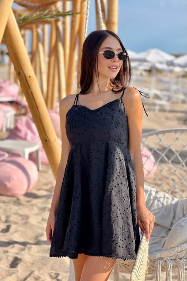 Rochie modernă de damă în negru R1076 - imagine 5