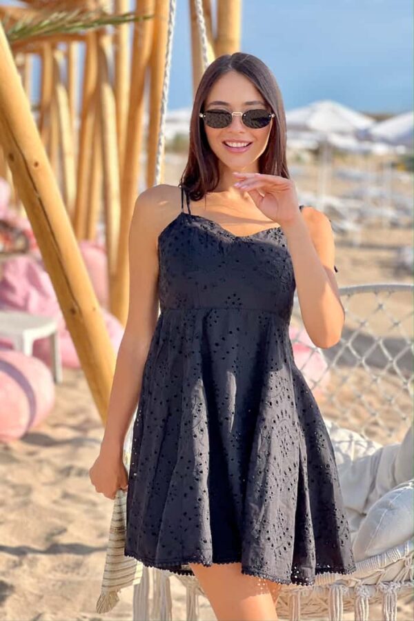 Rochie modernă de damă în negru R1076 - imagine 6