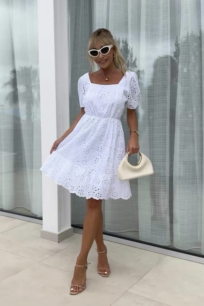 Rochie modernă de damă în alb R1091